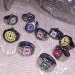 WATCH RINGS FOR WOMEN MEN HIP HOP FINGER VINTAGE ELASTIC WATCH RINGS COUPLE