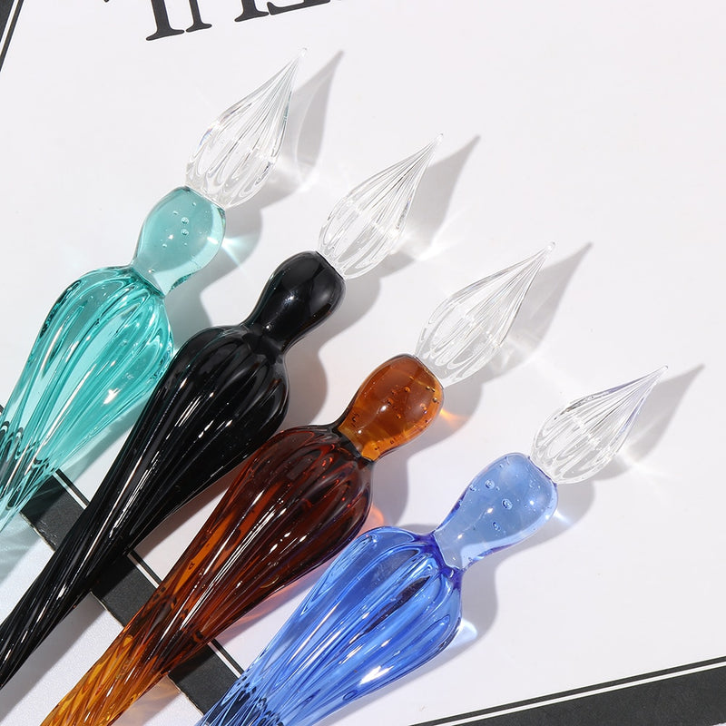 1PC New Vintage Glass Dip Fountain Pen Art Painting Supplies Filling Ink Handmade Signature Pen Calligraphy Pen Writing Tools