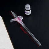 Handmade Art Crystal Floral Glass Dip Pen