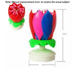 Music Candle Double Flower Blossoms Birthday Cake Flat Rotating Electronic