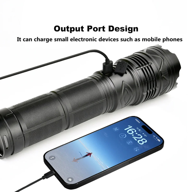 Powerful LED Flashlight Rechargeable Zoomable Torch