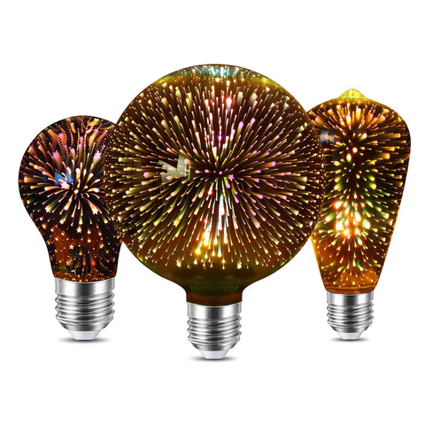 3D Fireworks Effect Vintage LED Incandescent Bulb