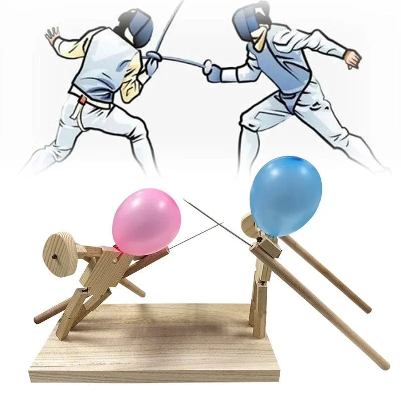 Balloon Bamboo Man Battle Wooden Fighter with Inflatable Head Fast