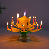 Creative Birthday Candles Music Candles Rotating Lotus Flower Candle