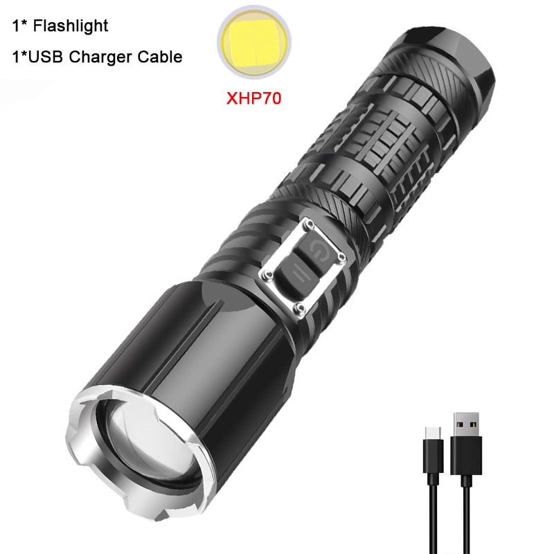 Powerful Zoomable Torch Rechargeable Flashlights Waterproof