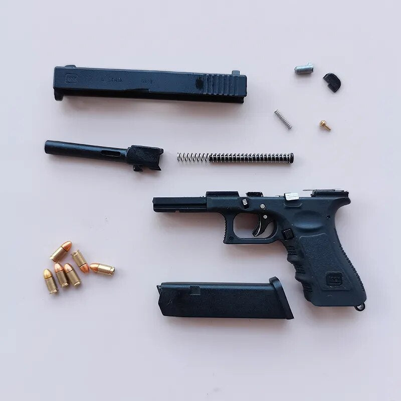 Mini Toy Gun Keychain Weapon Alloy Shell Ejection Free Assembly With Box