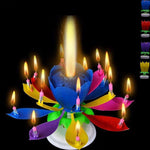 Creative Birthday Candles Music Candles Rotating Lotus Flower Candle