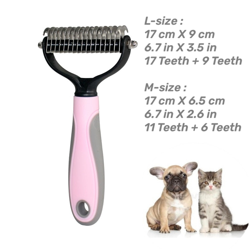 Dog Comb Cat Brush Professional Pet Deshedding Brush 2 Sided Dematting Rake Puppy Grooming