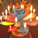 Creative Birthday Candles Music Candles Rotating Lotus Flower Candle