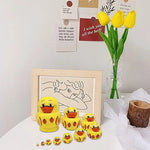 Yellow Duck Basswood Russian Dolls Children Birthday Gifts