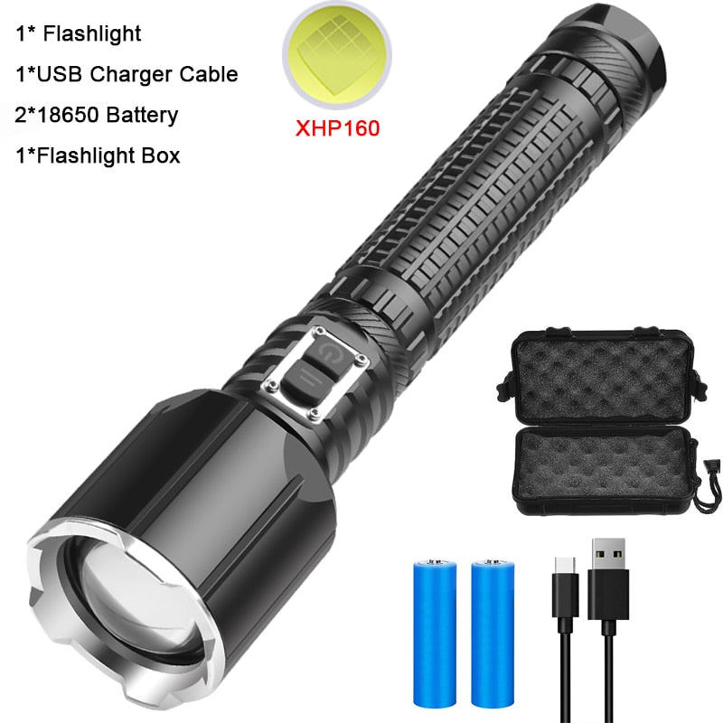 Powerful Zoomable Torch Rechargeable Flashlights Waterproof