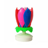 Music Candle Double Flower Blossoms Birthday Cake Flat Rotating Electronic