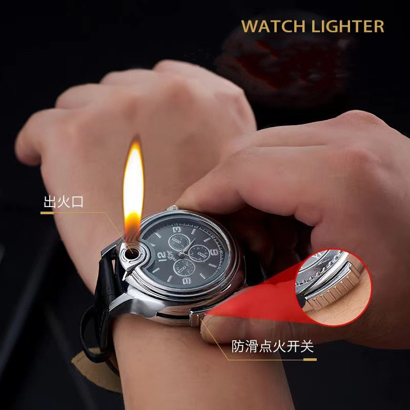 Unusual Watch Metal Open Flame Lighter