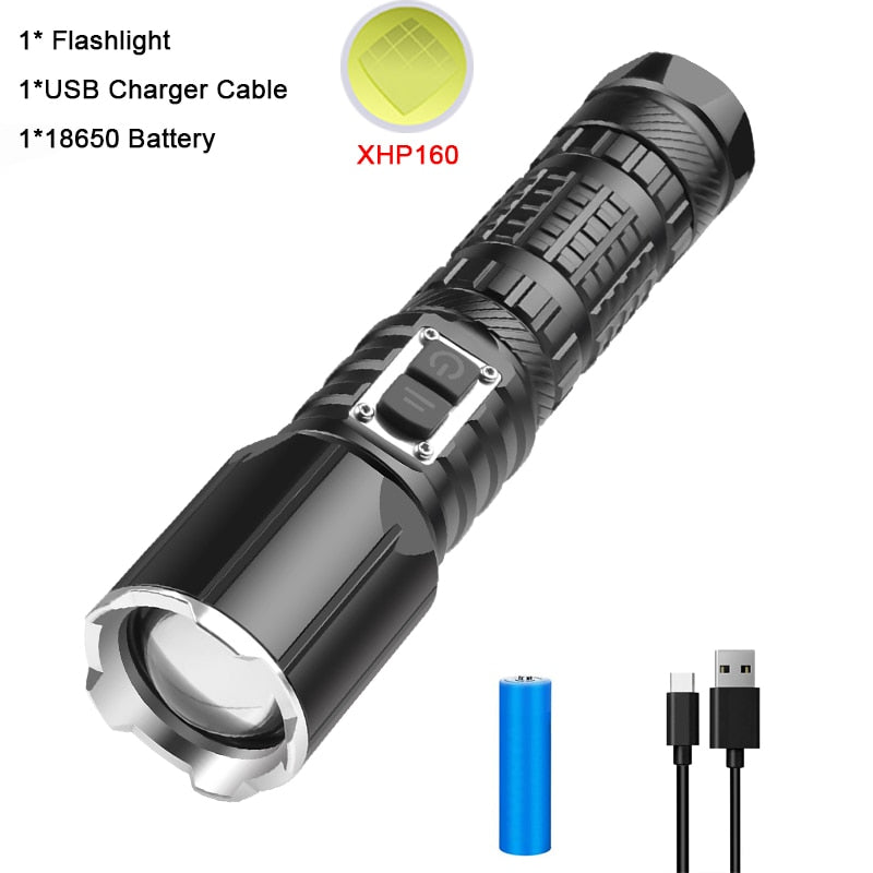 Powerful Zoomable Torch Rechargeable Flashlights Waterproof