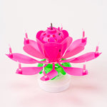 Music Candle Double Flower Blossoms Birthday Cake Flat Rotating Electronic