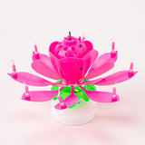 Music Candle Double Flower Blossoms Birthday Cake Flat Rotating Electronic
