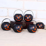 6pcs Mini Orange Black Halloween Portable Pumpkin Bucket