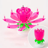 Music Candle Double Flower Blossoms Birthday Cake Flat Rotating Electronic