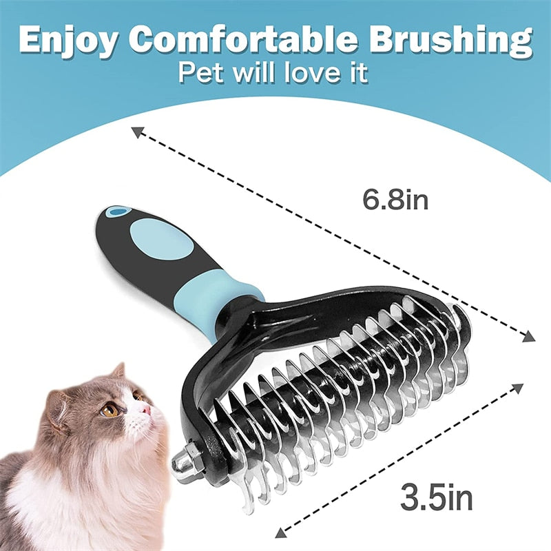 Dog Comb Cat Brush Professional Pet Deshedding Brush 2 Sided Dematting Rake Puppy Grooming