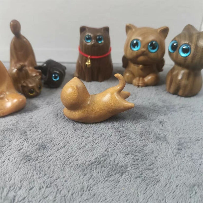 Handmade Sandalwood Hand Carved Wood Cat