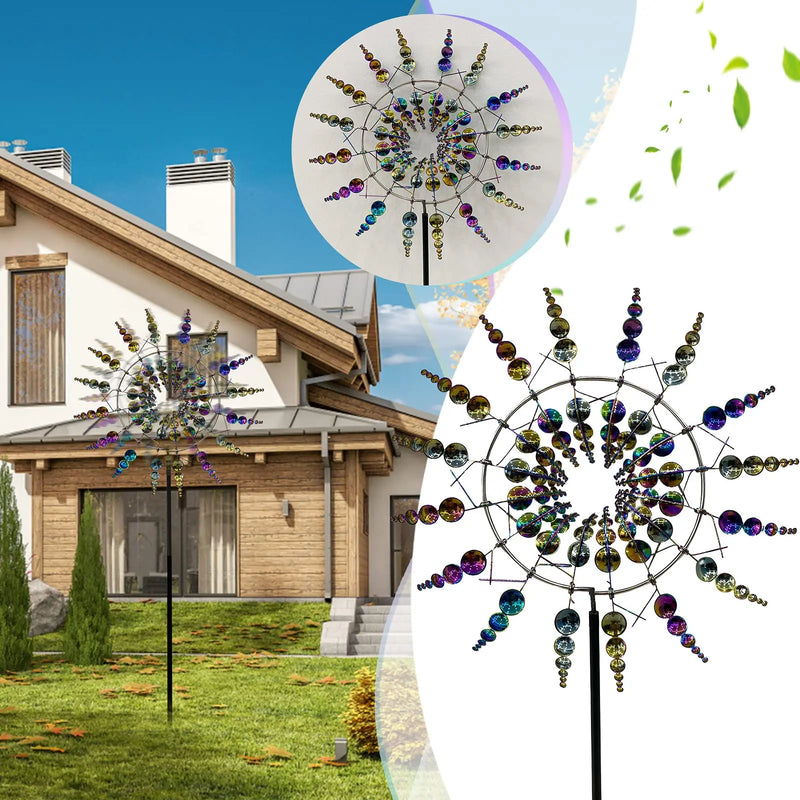 Garden Lawn  Unique Wind Collectors Magical Kinetic Metal Windmill Spinner Solar Wind Powered Catchers