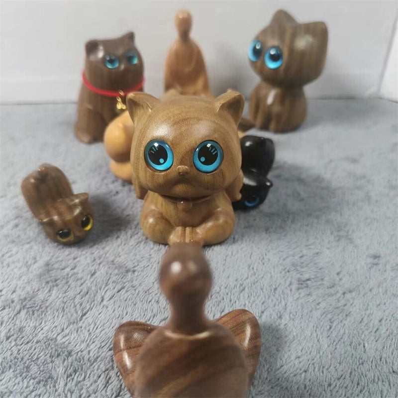 Handmade Sandalwood Hand Carved Wood Cat