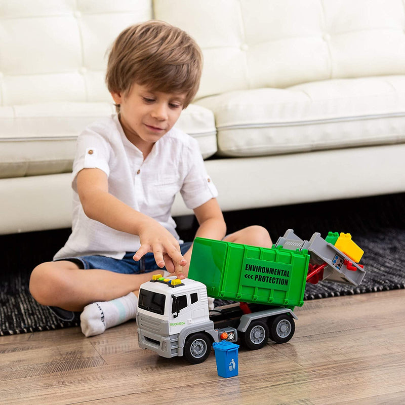 Garbage Truck Toy Friction-Powered Waste Management Recycling Truck