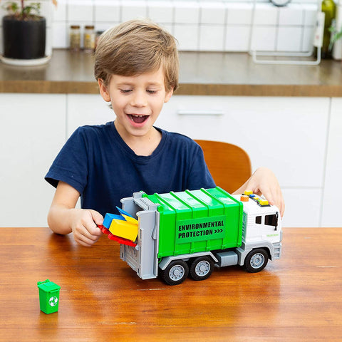 Garbage Truck Toy Friction-Powered Waste Management Recycling Truck