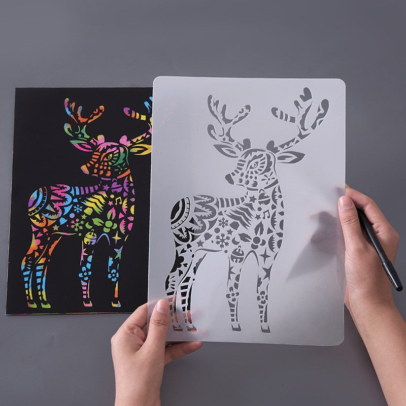 Art Animals Magic Scratch Art Doodle Pad Sand Painting Cards Early Educational Learning Creative Drawing Toys Kids