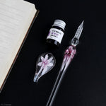 Handmade Art Crystal Floral Glass Dip Pen