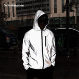 Waterproof Reflective Jacket Men Woman Hip Hop Punk Loose Hooded Cool Evening