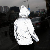 Waterproof Reflective Jacket Men Woman Hip Hop Punk Loose Hooded Cool Evening