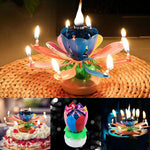 Creative Birthday Candles Music Candles Rotating Lotus Flower Candle