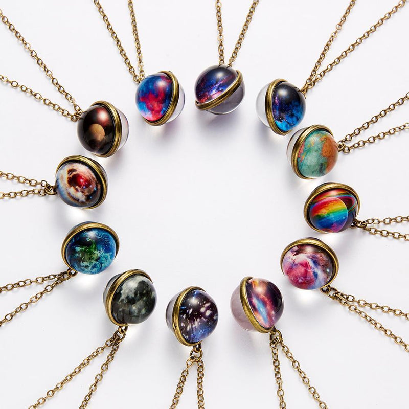 Unique Luminous Universe Galaxy Planet Glass Necklace