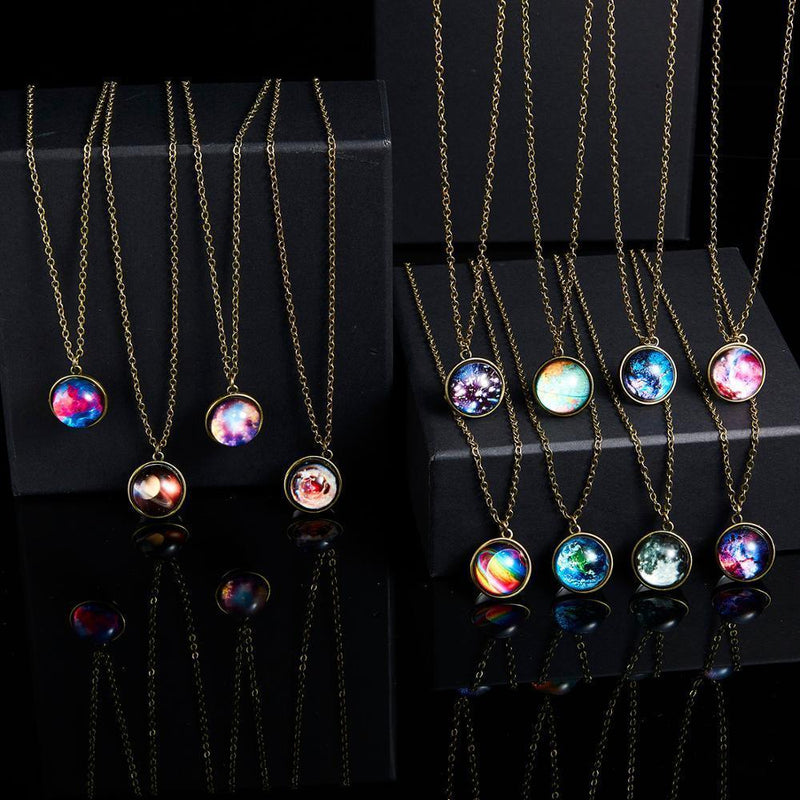 Unique Luminous Universe Galaxy Planet Glass Necklace