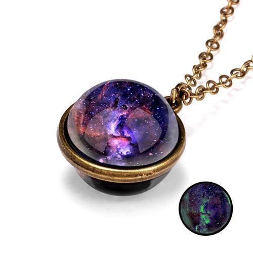 Unique Luminous Universe Galaxy Planet Glass Necklace