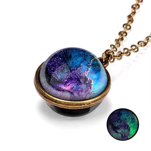 Unique Luminous Universe Galaxy Planet Glass Necklace