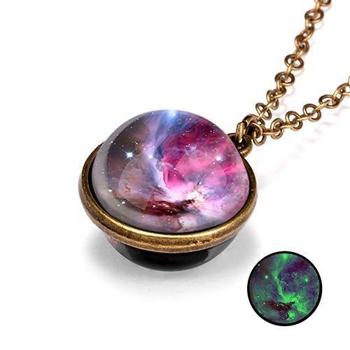 Unique Luminous Universe Galaxy Planet Glass Necklace