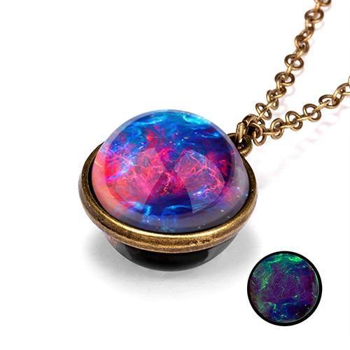 Unique Luminous Universe Galaxy Planet Glass Necklace