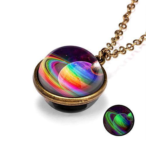 Unique Luminous Universe Galaxy Planet Glass Necklace