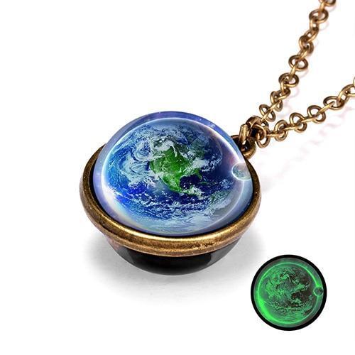 Unique Luminous Universe Galaxy Planet Glass Necklace