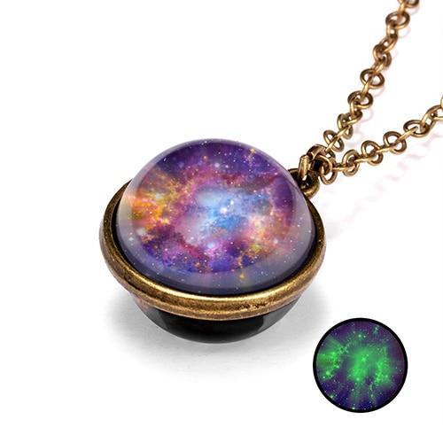 Unique Luminous Universe Galaxy Planet Glass Necklace