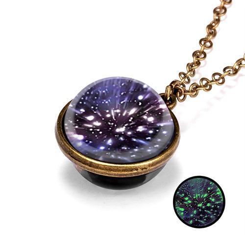 Unique Luminous Universe Galaxy Planet Glass Necklace