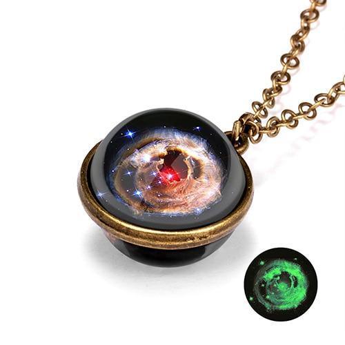 Unique Luminous Universe Galaxy Planet Glass Necklace