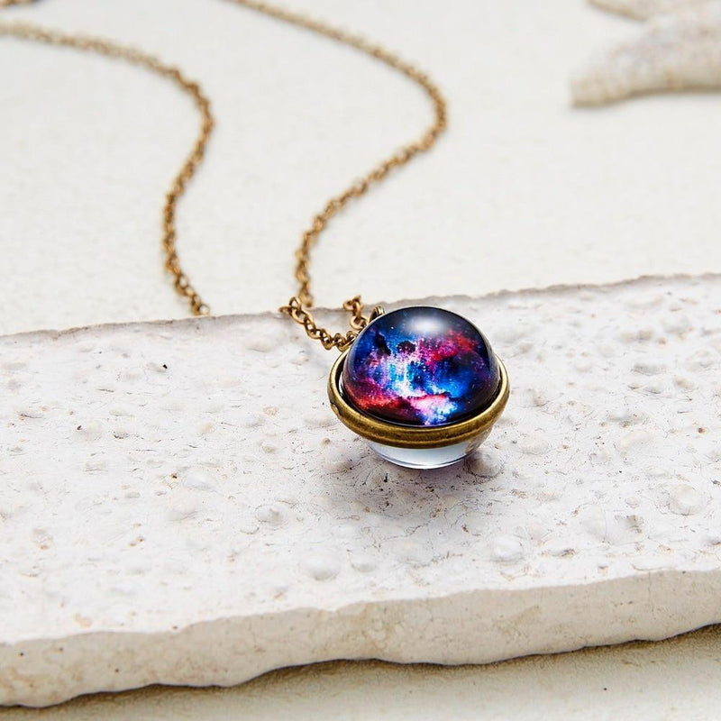 Unique Luminous Universe Galaxy Planet Glass Necklace