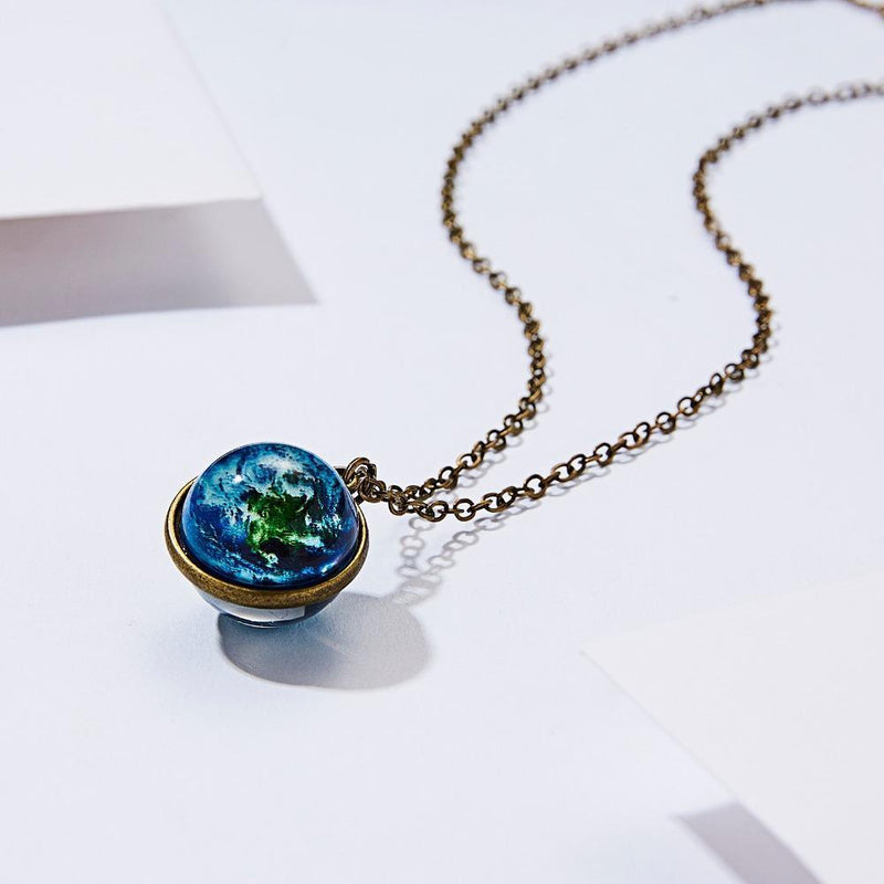 Unique Luminous Universe Galaxy Planet Glass Necklace