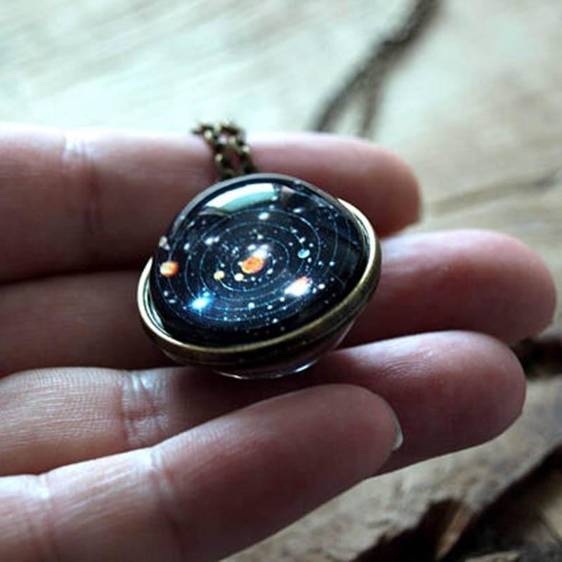 Unique Luminous Universe Galaxy Planet Glass Necklace