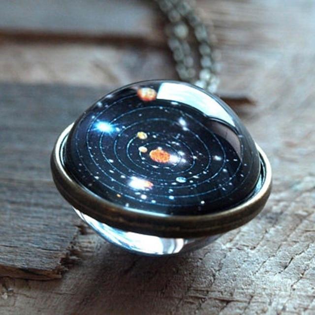 Unique Luminous Universe Galaxy Planet Glass Necklace