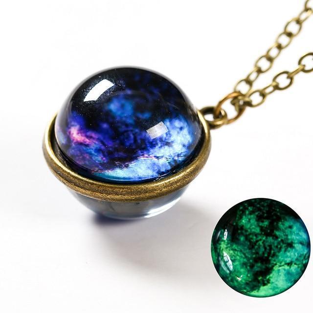 Unique Luminous Universe Galaxy Planet Glass Necklace