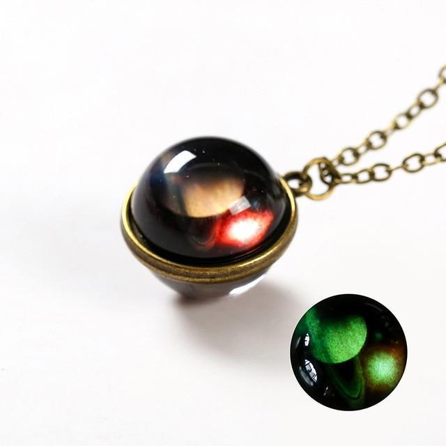 Unique Luminous Universe Galaxy Planet Glass Necklace